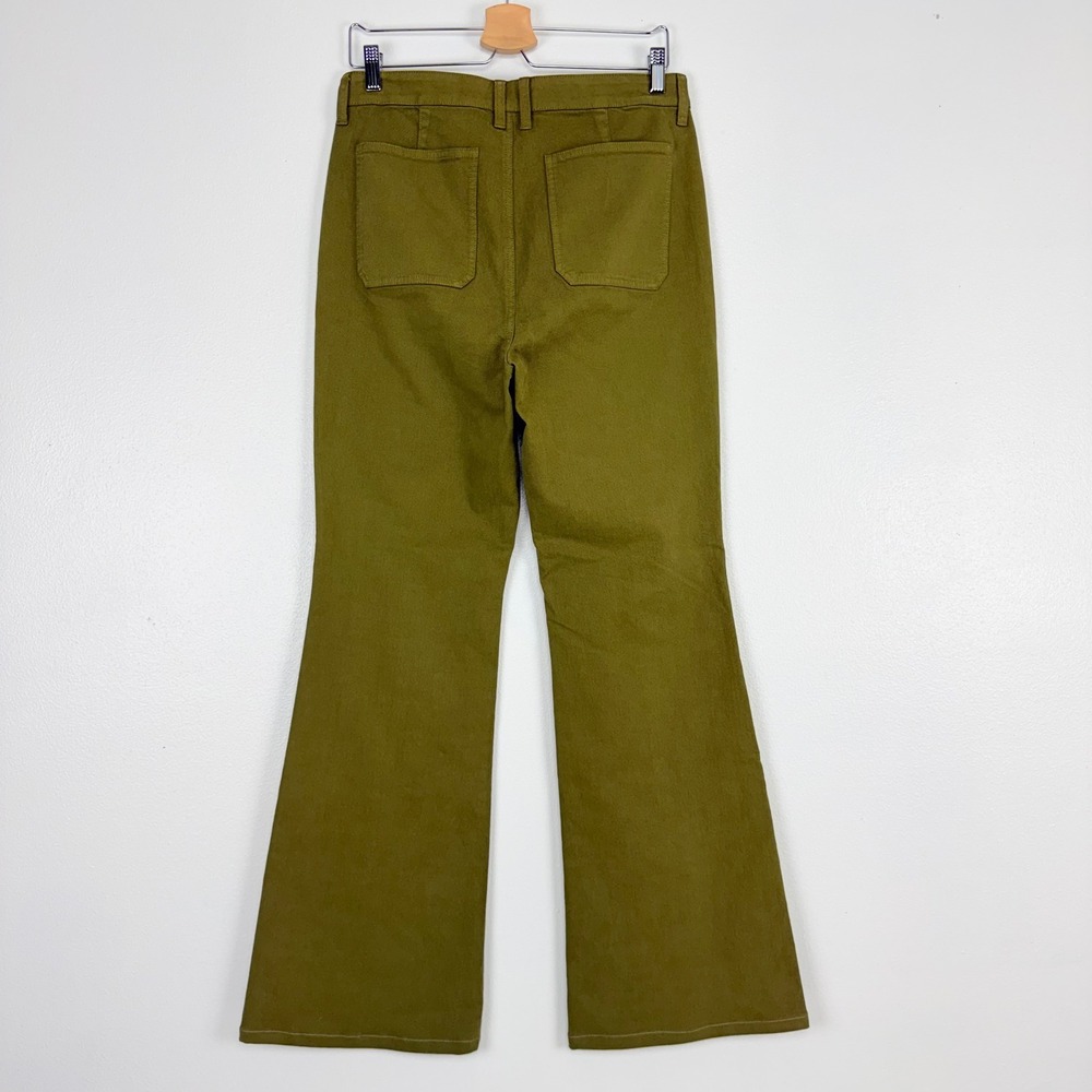 J.Crew High-Rise Flare Pants Womens 29 Tall Olive Green Stretch Cotton Twill - Picture 6 of 16